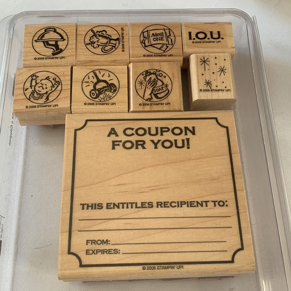 Stampin' Up CREATE A COUPON Mounted Wood Stamp Set RETIRED